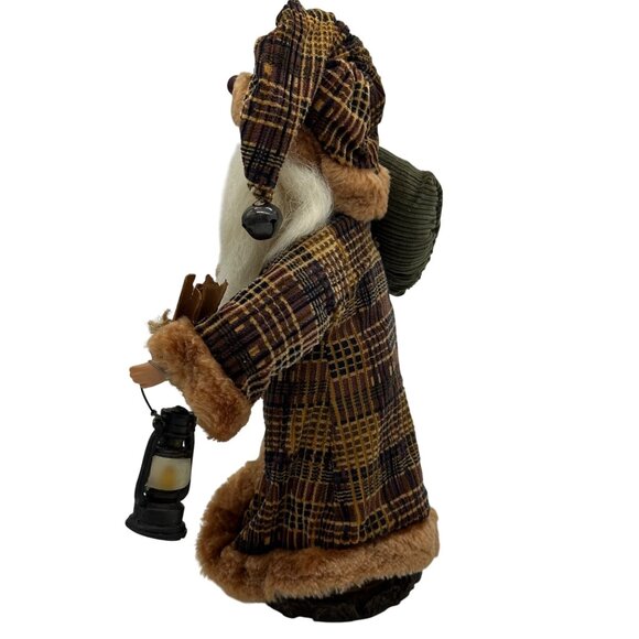 Vtg Old World Santa Claus Figurine Father Christmas Lantern Velvet Coat 13” Core - Picture 9 of 9